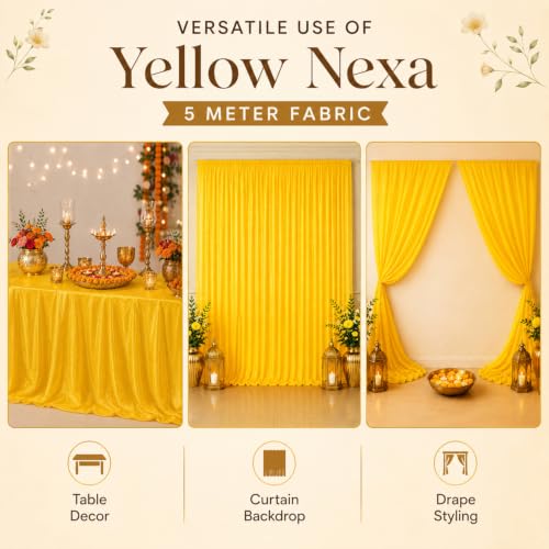 Image of SpecialYou Ganpati Decoration Setup for Home with 5 Meter Yellow Table Cover Cloth Drape Ribbon for Decorations Pooja, Varalakshmi Pooja Decoration Items, Mandir Decorations Items for Home
