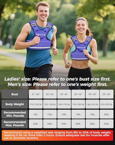 Image of BAGAIL Adjustable Weighted Vest for Women 4-10lb /12-18lb /20-32lb, Comfortable U-Neck Rucking Vest with 6 Removable Weights, Storage Pocket and Reflective Strips for Walking, Jogging, Weight Loss