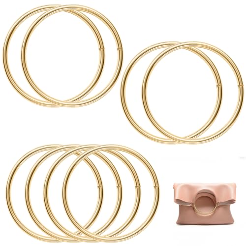 KASURE 8 Asas de Bolso, Asas para Bolsos Redondas, Asas de Repuesto, Asas de Equipaje para Hacer Bolsas marco bolso hecho a mano ganchillo artesanales bricolaje (Luz de oro)