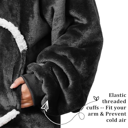 Image of Oversized Wearab Blanket Hoodie, Cozy Flannel Blanket with Sleeves and Zipper for Women, Mens, Teens