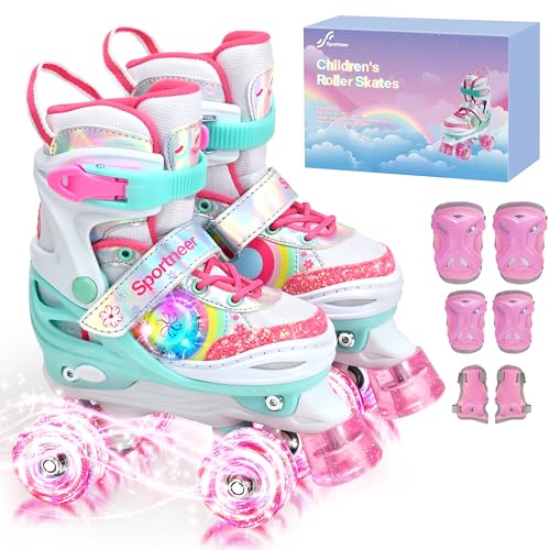 Sportneer Rollschuhe Kinder, Rollschuhe mit Seitliche Leuchtlichter und...
