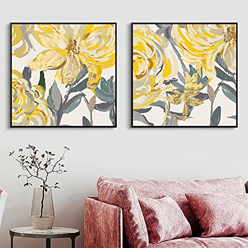 Affiches de luxe fleur dorée 60x60 cm KEBIA pour une décoration murale raffinée