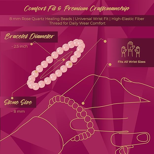 Image of ORBON Certified Natural Crystal Stone Bracelet for Men & Women | Single Stone Gemstone Stretch Bracelet | Real Certified Stone with Authenticity Certificate & Activation Card | 8mm Beads