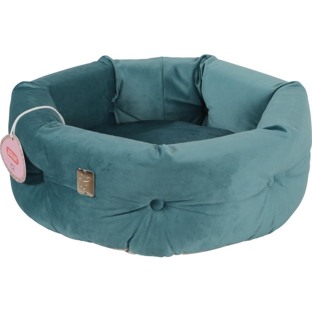 Zolux - Corbeille Chesterfield Chambord Vert Paon. ø 41 cm. pour Chats.