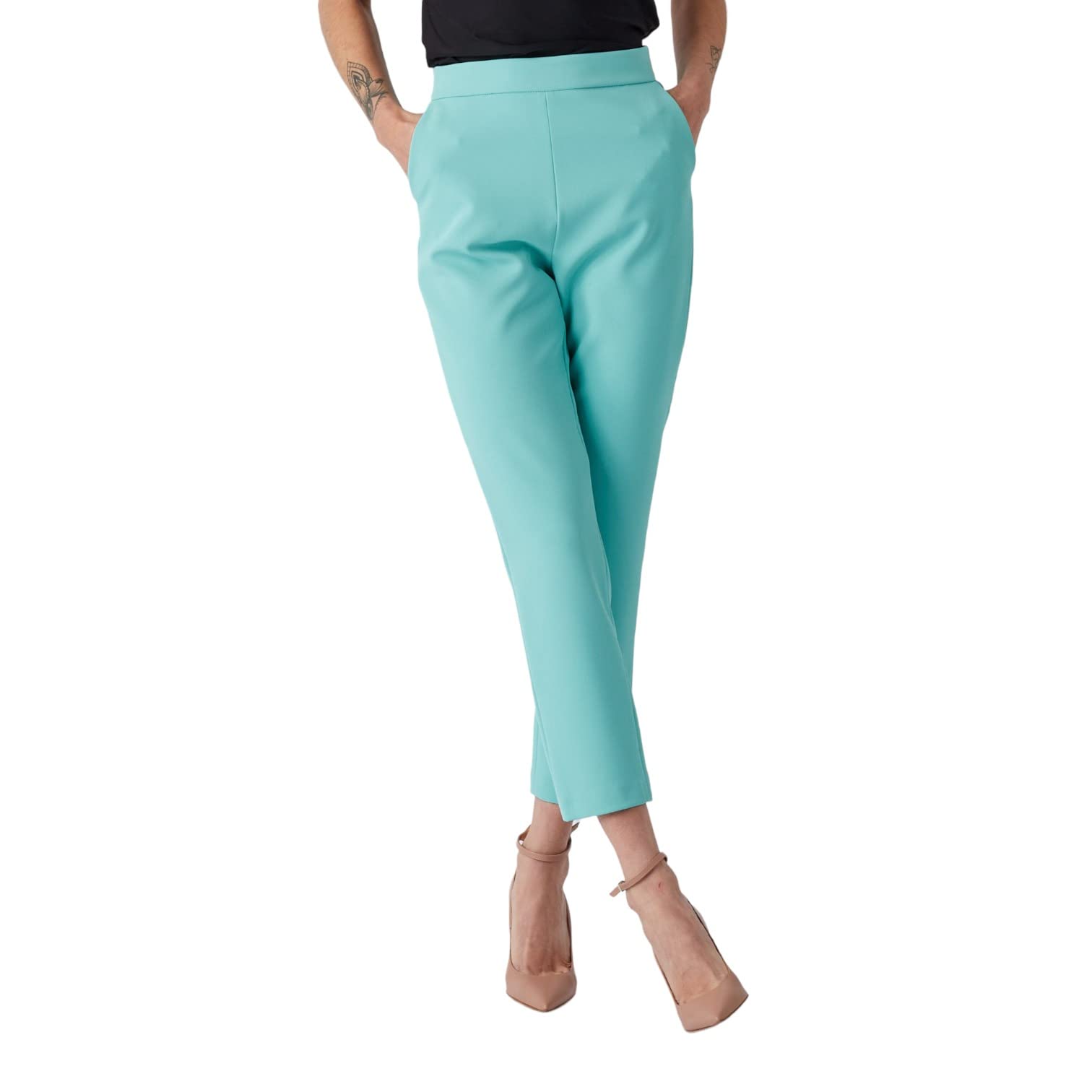 Pinko Donna Pantaloni Chino 100137A0HC Poliuretano Turchese 42