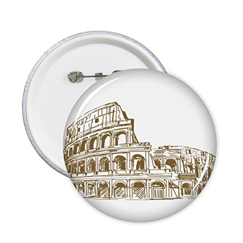 Badge rond Italie Rome croquis paysage 5 pcs M pour personnaliser vos sacs et vestes en toile