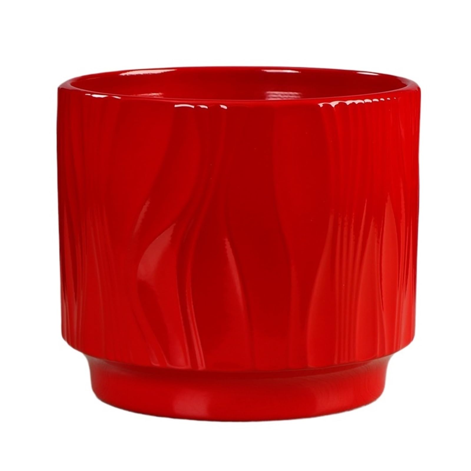 JUAKSQZYI Ceramic Plant Pots with Tray and Drainage Decorative Indoor Planter Modern Tabletop Desk Flower Pots(Rojo)