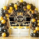 VIP Photography Backdrop Black Gold Theme Photography Background for Birthday Party Graduation Wedding Red Carpet Movie Night Celebrity Activity Fabric Award Ceremony Banner (7x5ft) - Image 4