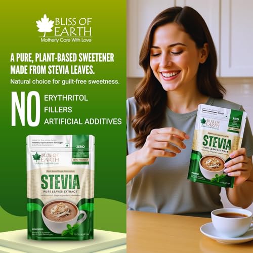 Image of Bliss of Earth Pure Stevia Extract Powder Without Erythritol | Natural Zero Calorie Sweetener | Sugar Free Stevia Extract | Organic Sugar Alternative | Keto Friendly Stevia Sugar for Everyday Sweetness 42.52g