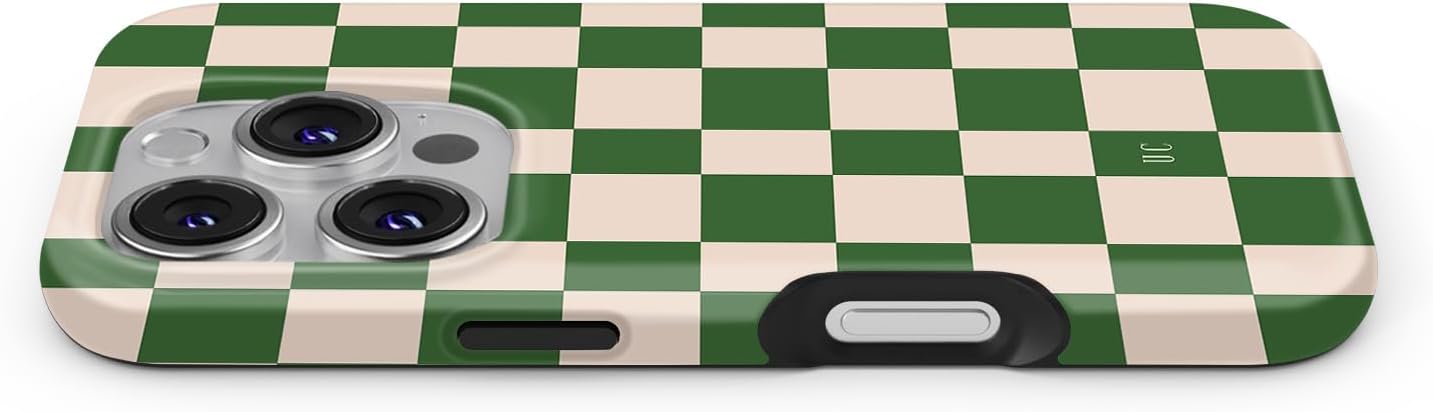 uCOLOR Compatible with iPhone 16 Pro Case Compatible with MagSafe - Protective Luxury Designer Mag Series Cases 6.3” (Green Checkered, iPhone 16 Pro) - Image 4