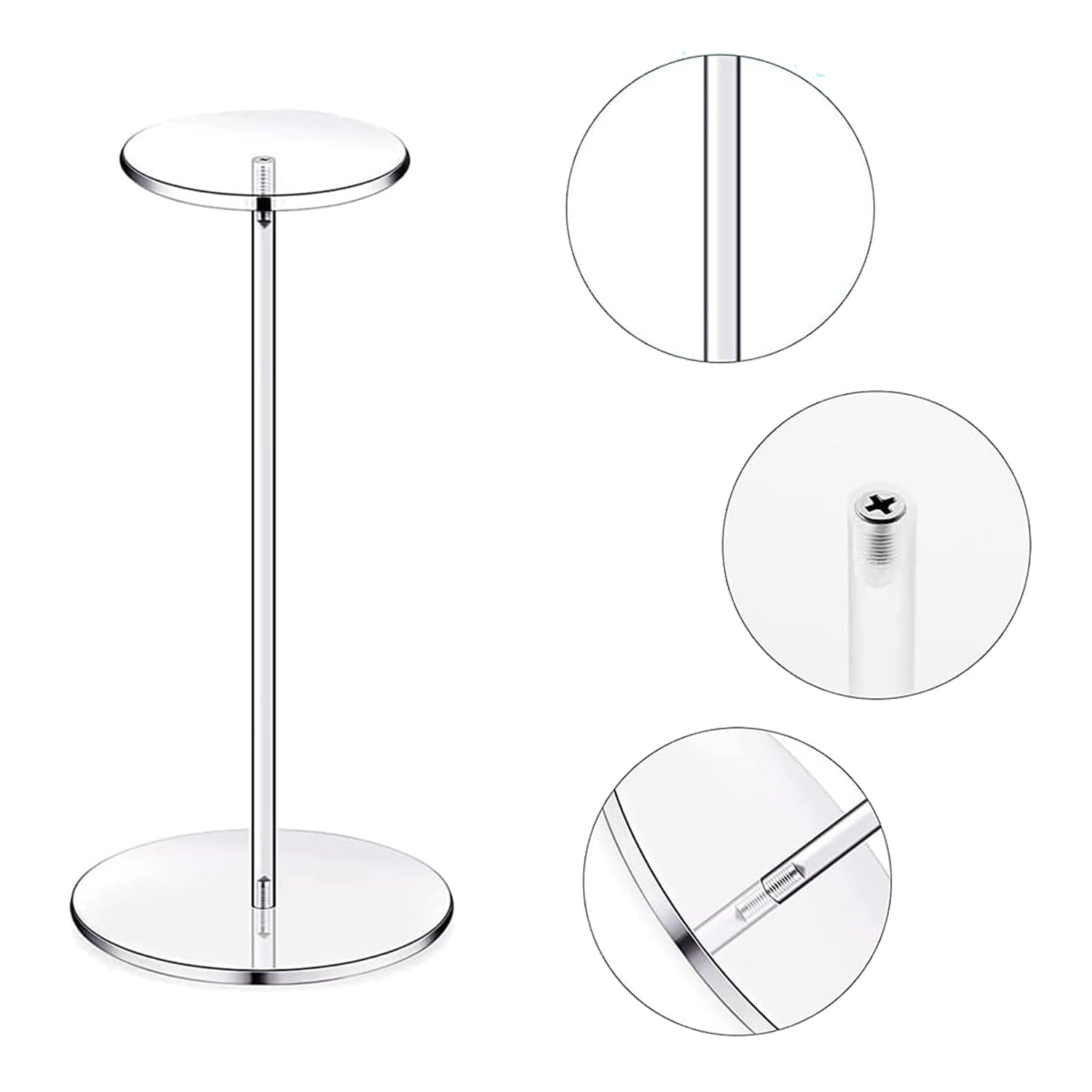2pcs Espositore per Cappelli in Acrilico Trasparente per Esposizione con Base, Multifunzionale Cappello e Parrucca Scaffale Alzata Stand per Display Cappelli, Orologi Gioielli (30cm,Rotondo)