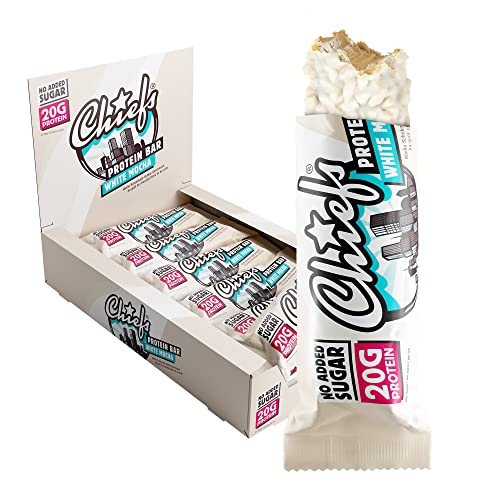 Protein Bar avec 20g de protéines et 208kcal • Barre protéinée à faible teneur en sucre et riche en protéines • 12 x 55g (White Mocha)