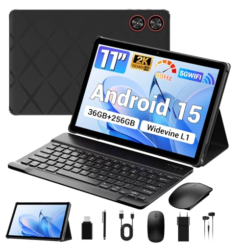 MAXLEGEN Tablet 11 Pulgadas, Android 15, Pantalla 2K IPS, 36GB RAM+256GB ROM/1TB TF, Octa-Core 90Hz 5G WiFi Tableta, 8MP+13MP/GPS/8580mAh, Tablet con Teclado/Ratón/Funda/Auricular/Lapiz