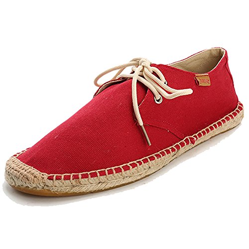 Alexis Leroy Lace Up Alpargatas de Lona para Hombre Espadrillas Slip on Rojo 42 EU