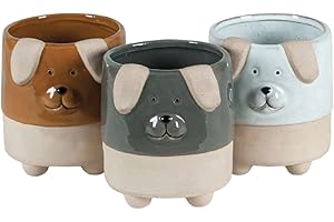 Bring Life and Charm to Your Home with Our Ceramic Dog Planters...
