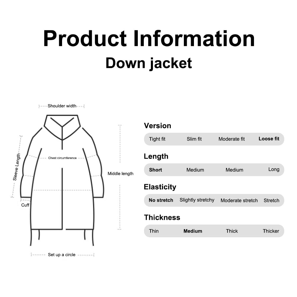 Chaqueta de plumón Ligera y compacta de Invierno para Mujer, Acolchada, sin Capucha, Cortavientos, cálida y Ajustada para montaña.