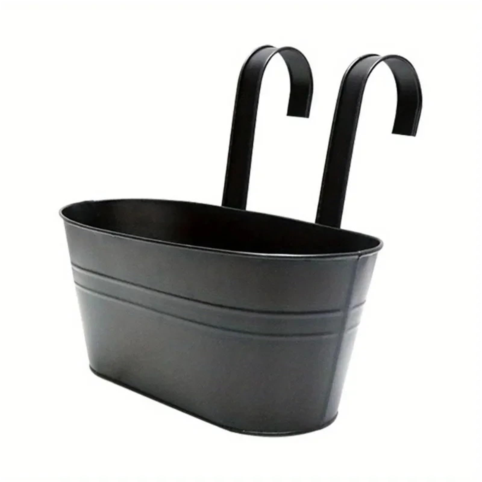 RTBVGHJIK 2pc Iron Hanging Flower Pots Planters For Outdoor Plants Metal Railing Fence Planter With Drainage Holes And Hooks for Outdoor Plants(Black)