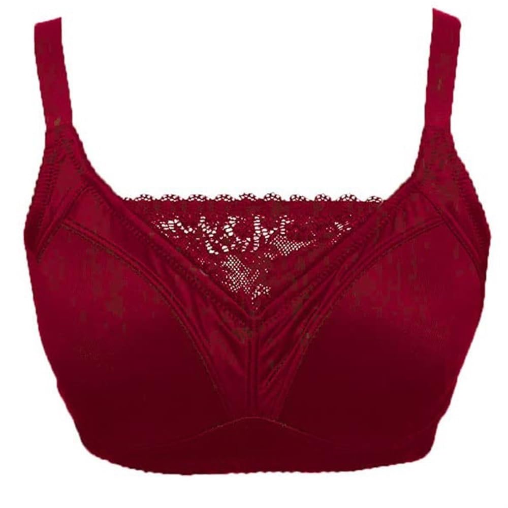 GHAKKE Women's Mastectomy Bra For Breast Prosthesis Support, Sexy Lace Post Surgery Bras Wireless Comfort Daily Bralette(Red,A_42/95)