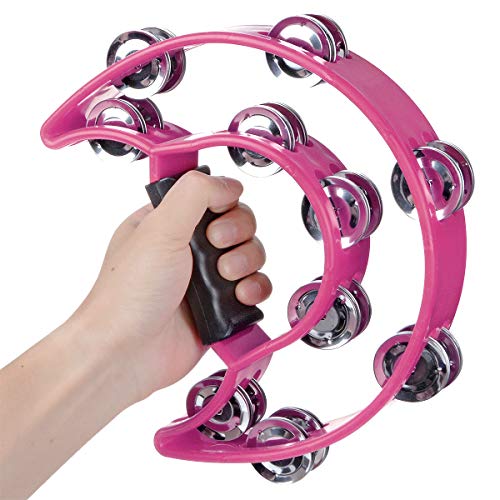 Teninyu Half Moon Musical Tambourine Double Row Metal Jingles Hand Held Percussion Drum Multicolor For Ktv Party With Ergonomic Handle Grip thumb #3