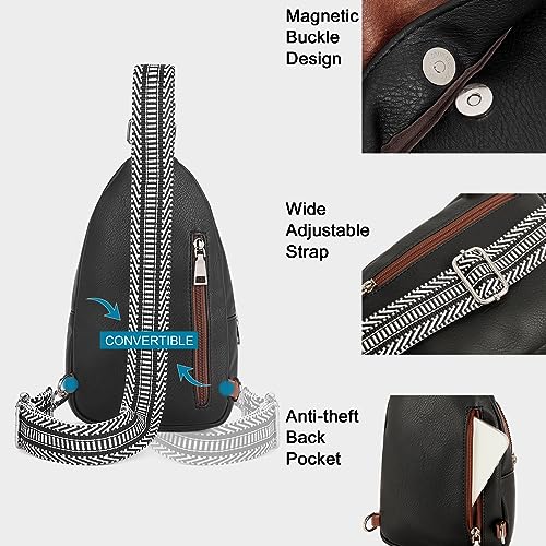Image of CLUCI Sling Bag for Women, Vegan Leather Fanny Pack Crossbody Bags for Women, Chest Bag With Guitar Strap