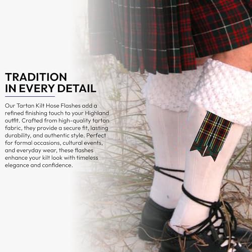 Image of Scottish Tartan Kilt Flashes with Elastic Adjusters