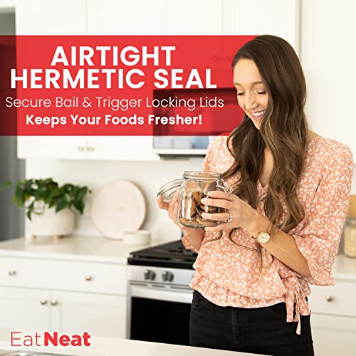 Eatneat 5-Piece Airtight Glass Kitchen Canisters With Glass Lids - Set Of 5 Mason Jars For Food Storage, Organization, And Canning - Food Storage Containers That Hold 68, 51, 34, 27, And 17 Ounces #TOP1