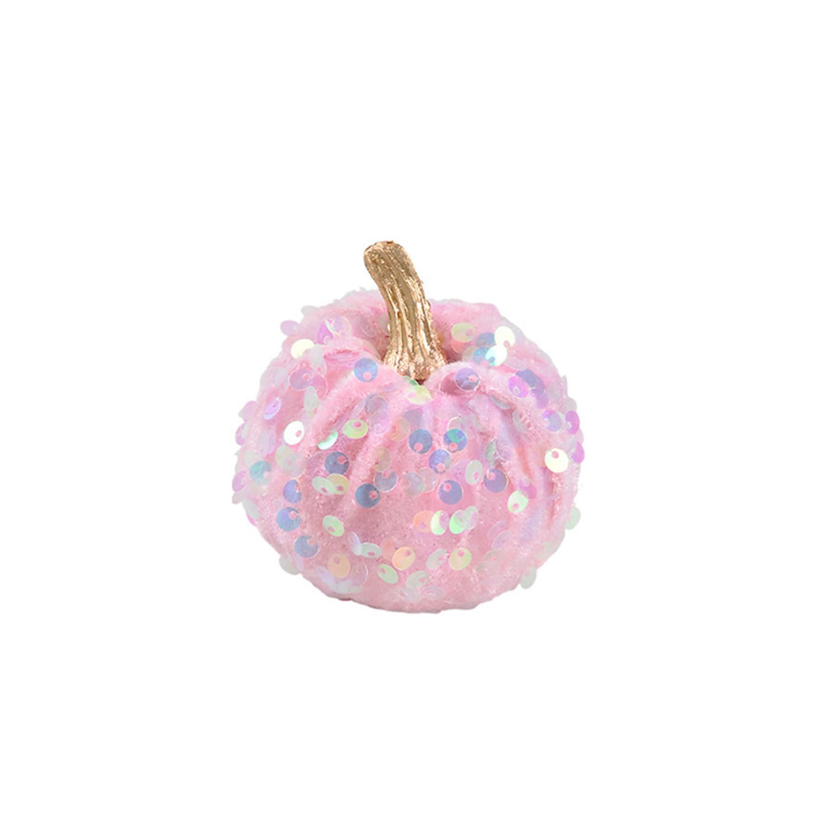 APGLSXY Halloween Pumpkin Decoration Finish Gold Top Autumn Seasonal Tabletop Ornament Holiday Desk Decoration Velvet Pumpkin Figurine Thanksgiving Shelf Accent Harvest Home Display Reflective Autumn