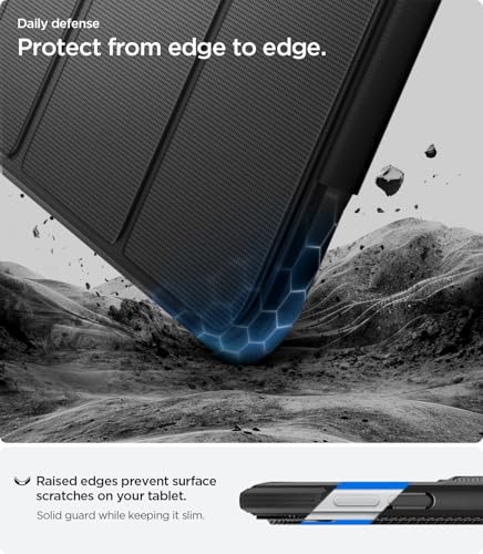 Image of Spigen for iPad Pro 11 inch Case M5 /M4 (2025-2024), Rugged Armor Pro, Tri-fold Kickstand Protective Folio Cover with Pencil Holder, Supports Auto Wake /Sleep, Black (Pack of 2)