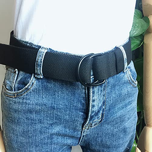 Tong Gu Men Women Canvas Belt Metal D Ring Buckle Woven Web3