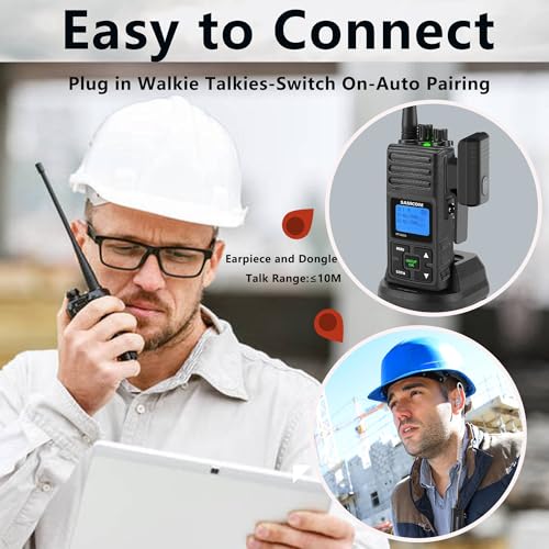 Image of SAMCOM BTEAR01 Wireless Headset Earpiece Ear piece Clear Acoustic Tube | with PTT Microphone Mic 2 Pin Dongle 10 Working Hours for K plug FPCN30A /FPCN10A Radios,Radios Not Include
