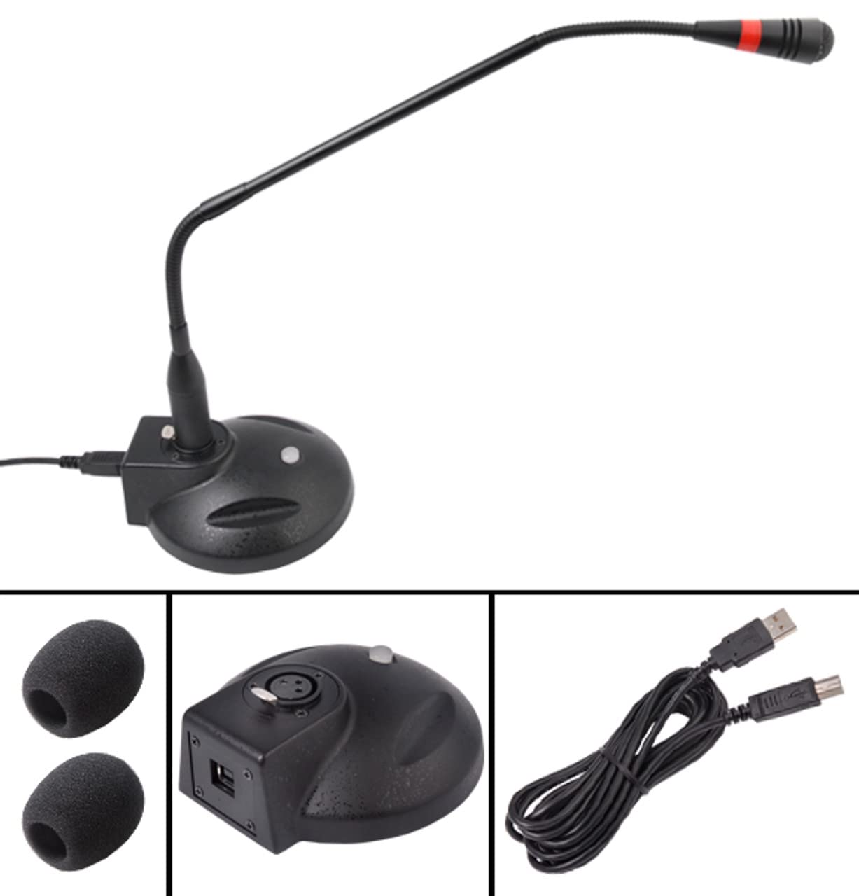 Schwanenhals USB-Tischmikrofon Uni-Directional mit Geräuschunterdrückung GN-USB 2 für Spracherkennung, freihändiges Diktieren und Meetings
