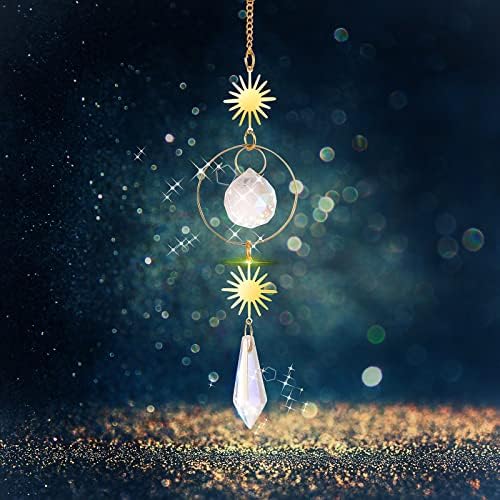 TIESOME Crystal Suncatchers, Glass Pendants Hanging Crystals Ornament Suncatcher with Chain for Indoor Outdoor Home Garden Car Decoration