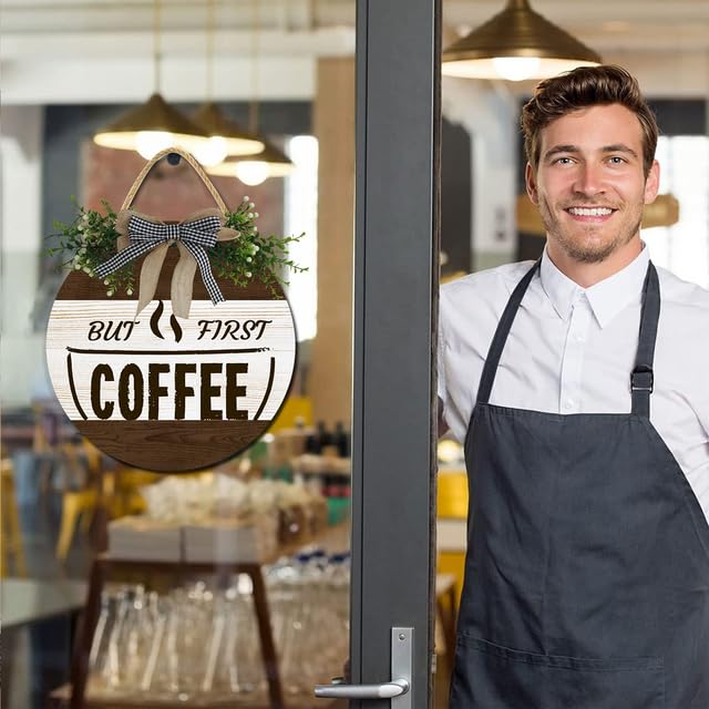 Targa in metallo rustica con scritta But First Coffee, 30,5 x 45,7 cm, decorazione da parete, in alluminio, per caffetteria, garage, per cabina