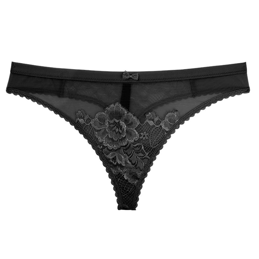String Sexy En Dentelle Transparente, Culotte Taille Basse Respirante Et Confortable Noir Vert (Color : Black, Size : XL)