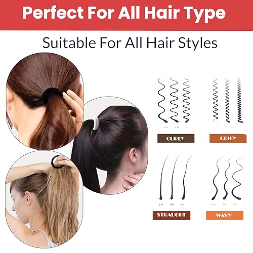 Image of TEMPERIA (30 Pcs) Hair Band for Women & Girls - Premium Rubber Band - Elastic Ponytail Hairband Ties Accessories - 15 Black & 15 White (DN01)