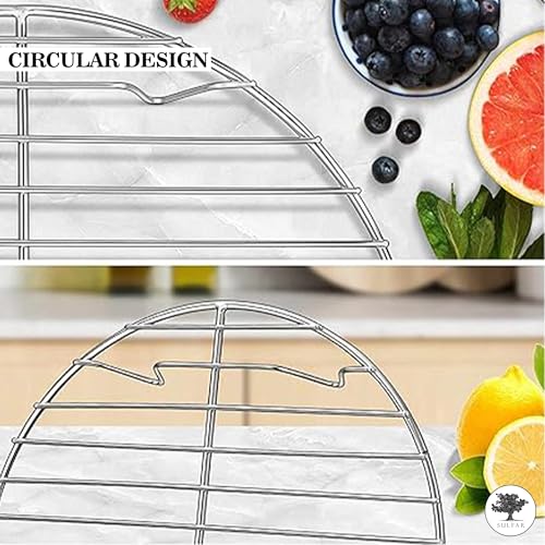 Image of Sulfar Round Cooking Rack, Baking Cooling Steaming Grilling Rack Stainless Steel, Fits Air Fryer /Stockpot /Instant Pot /Pressure Cooker /Round Cake Pan, Oven & Dishwasher Safe