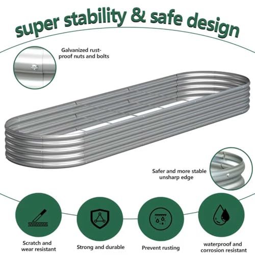 Image of Galvanized Raised Garden Bed Outdoor, 12x2x1ft(2Pack) Metal Heavy Duty Planter Boxes for Gardening, Easy Assemble Bottomless Small Oval Plant Container Kit for Vegetable, Flower, Fruit, Silver