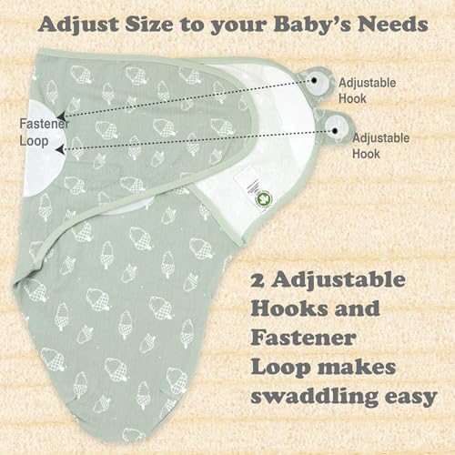 Image of Swaddles for Newborns - 3-Pack Infant Swaddles 0-3 Months - Adjustable Swaddle Sleep Sack - Soft Organic Cotton Baby Wrap for Safe & Cozy Sleep