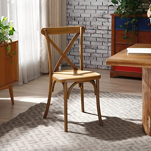 Kevinspace X-Back Chair Set Of 4, Cross Back Chair For Kitchen, Dining Chair Furniture 4-Pack16.1" X17.3"X 35", Natural #TOP4