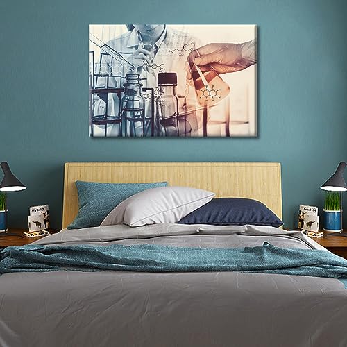 Image of Scientists and Scientific Experiments Wall Art for Living Room Laboratory Glassware Containing Wall Painting 1 Panels Framed Wall Art Giclee Print Gallery Packaging Artwork Ready to Hang (24 inch Wx36 H)