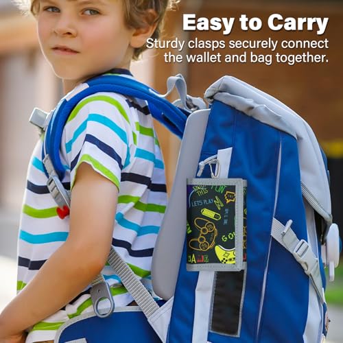 Image of Kids Wallet for Boys Girls, Trifold RFID Wallet with Key Chain and Zipper Pocket for Kids 4-18 Novelty Birthday Gifts, Coin Pouch Purse for Children Teens Outdoor Sports-Gamepad Black