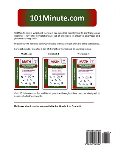 101Minute.com Grade 5 Math PRACTICE WORKBOOK 3:Fractions Concepts and Decimal Numbers,Mixed and Decimal Numbers,Addition, Subtraction, Multiplication ... Multiplication and Division with Fractions - Image 2