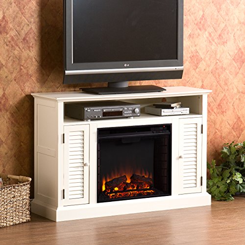 Southern Enterprises Antebellum Media Electric Fireplace 48" Wide, Antique White Finish