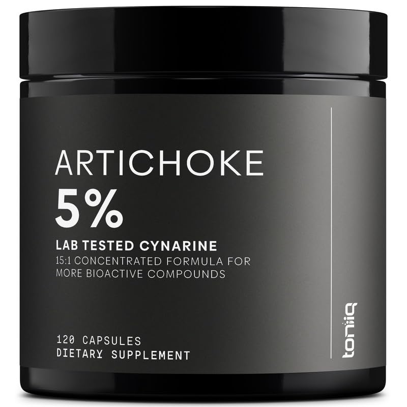 Toniiq Artichoke Extract 15:1 – with 5% Cynarin (60 mg) – 120 Vegan Capsules – Liver & Digestive Support - Lab Tested - Non-GMO