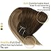 Sunny Balayage Hair Extensions Clip in Human 16 inch Clip in Hair Extensions Ombre Blonde Clip in Extensions Dark Brown to Light Brown and Medium Blonde 7pcs/120 gram