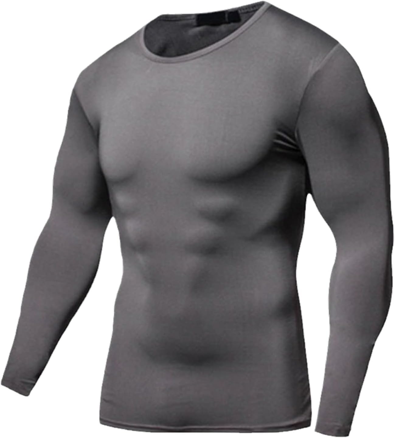 Yiqinyuan Male Running T-Shirt Tights Long Sleeve Tops Tees Men Compression Shirt Fitness Quick Drying Sports T Shirt Gray
