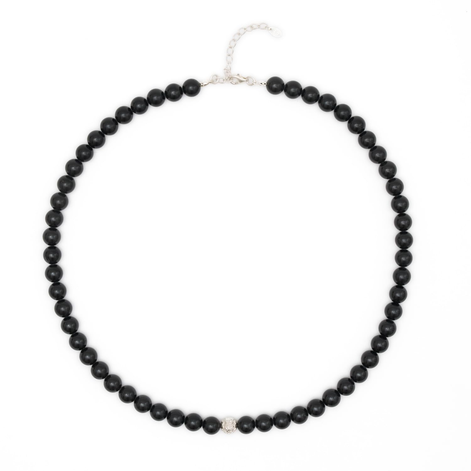 BERGERLIN Echte Naturstein Perlenkette - Naturstein geprüft in Deutschland - Halskette mit Verschluss und 925 Sterling Silberperle, mit Echtheitszertifikat, für Damen und Herren