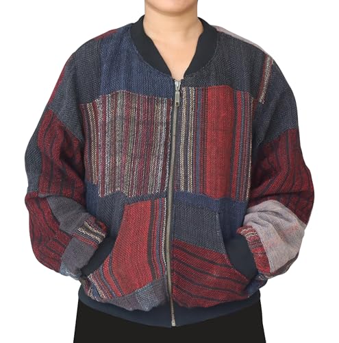 RaanPahMuang Childrens Hand-Loomed Thick Natural Cotton Jacket Front Pockets Boys Girls Lined Sweater