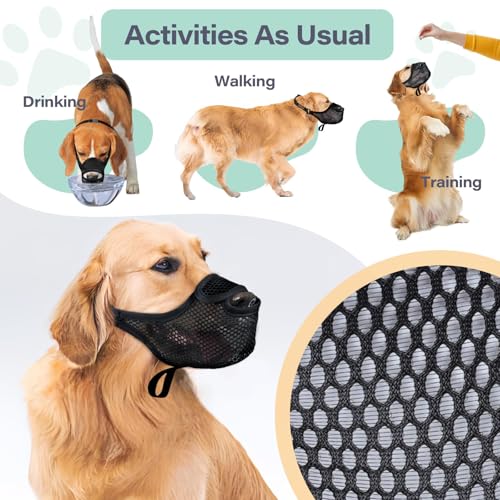 Fressschutz Hund, Maulkorb Mittlere Hunde, Giftköderschutz Hund für Spaziergänge & Training, Maulkorb für Große Hunde Atmungsaktiv und Verstellbar zur Biss- und Fresskontrolle