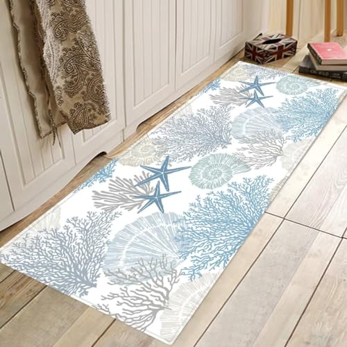 Tapete corredor playero 60x180 cm diseño océano azul miniatura 2